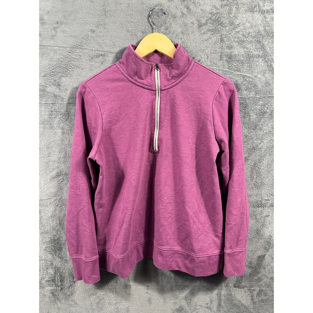 Eddie Bauer Womens Quarter Zip Pullover Sweatshirt Purple Fleece Mock Neck M